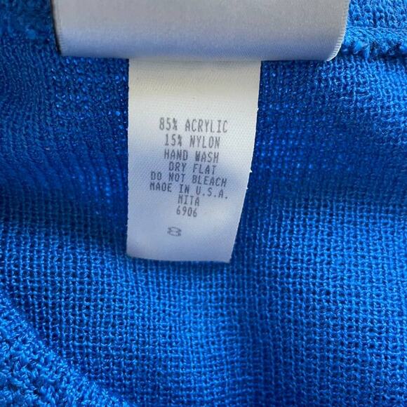 Vintage Royal Blue Gold Button Cardigan Lady Jacket Luxury Preppy Chic - Picture 9 of 10